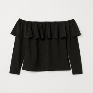 HM Black Glitter Off The Shoulder Top